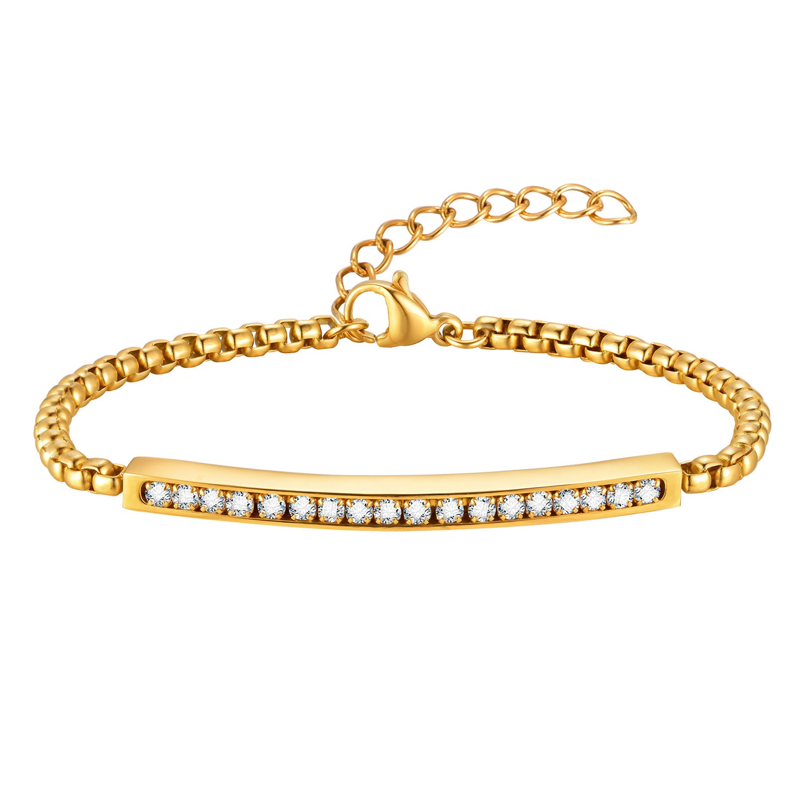 Zircon Bar Chain Bracelet