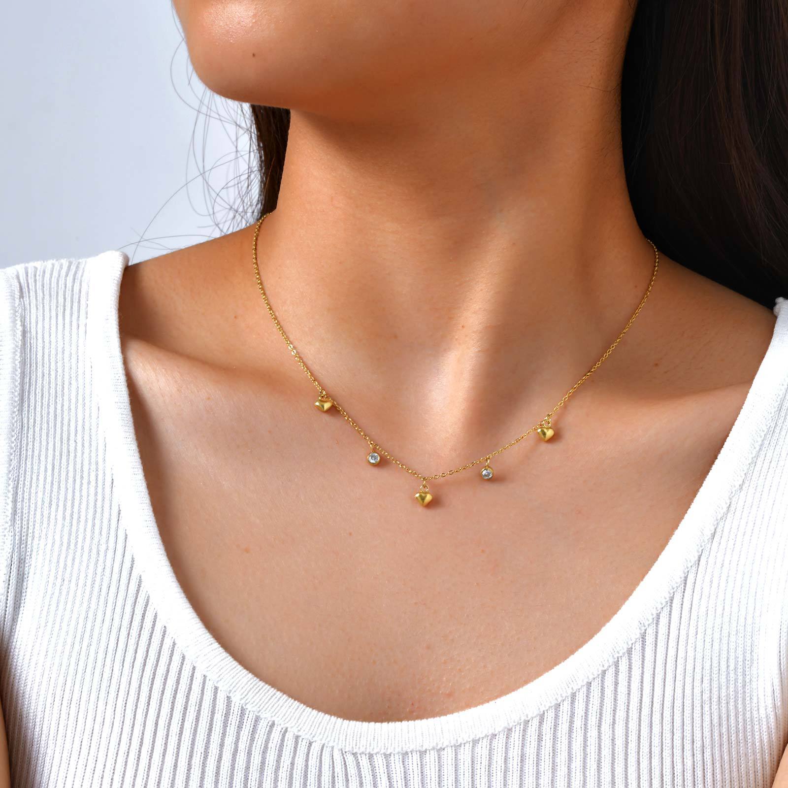 Star and Zircon Charm Necklace