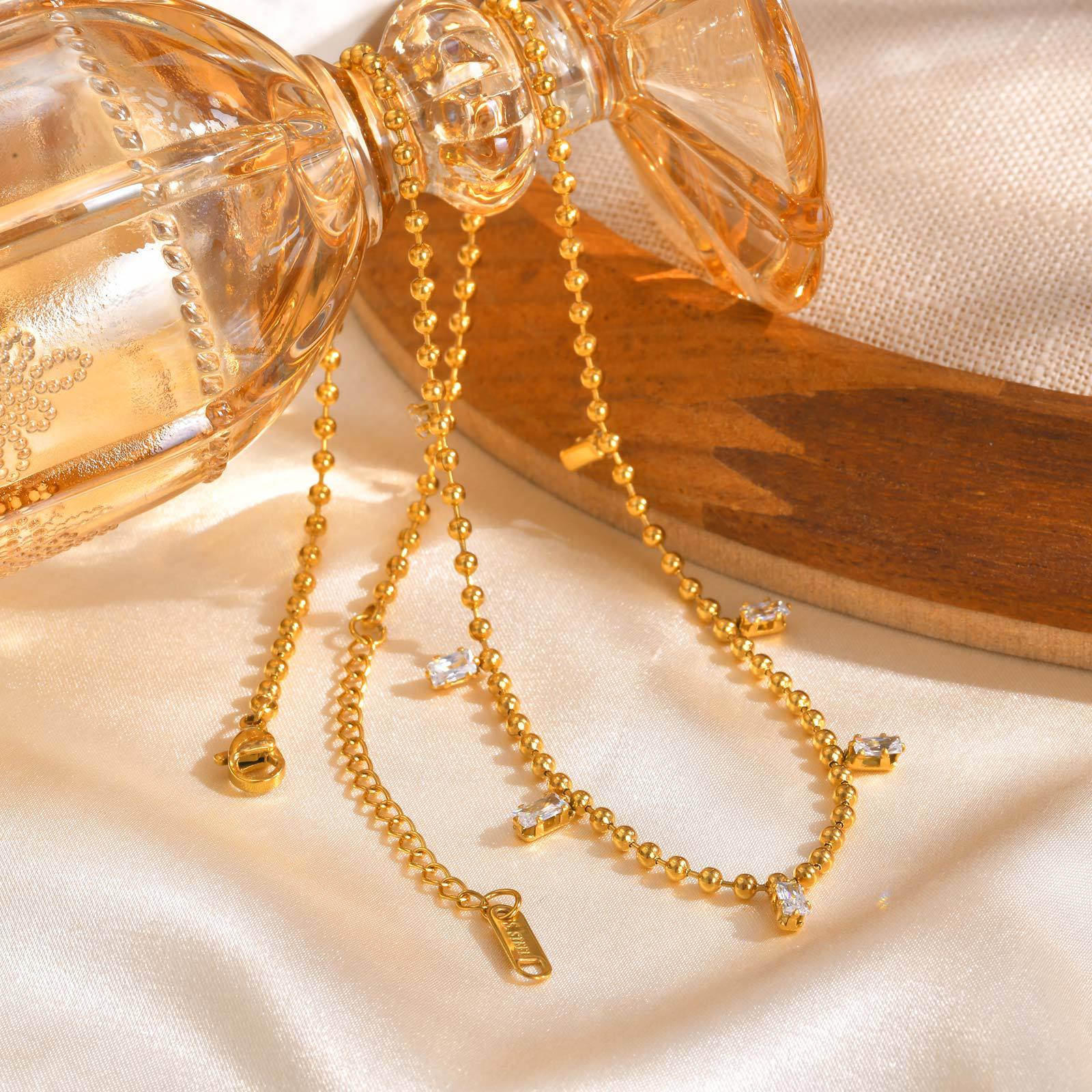 Zircon Drop Bead Necklace