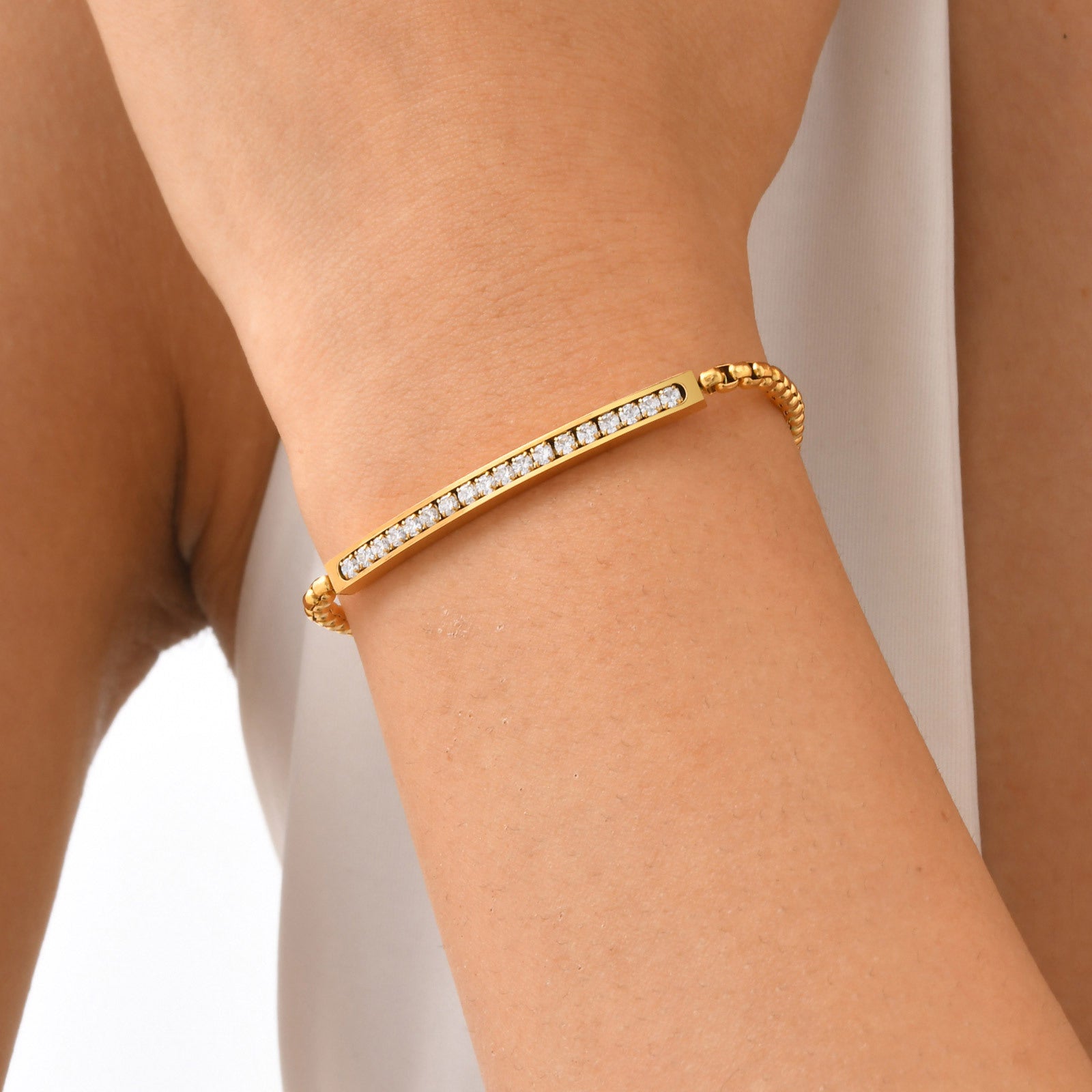 Zircon Bar Chain Bracelet