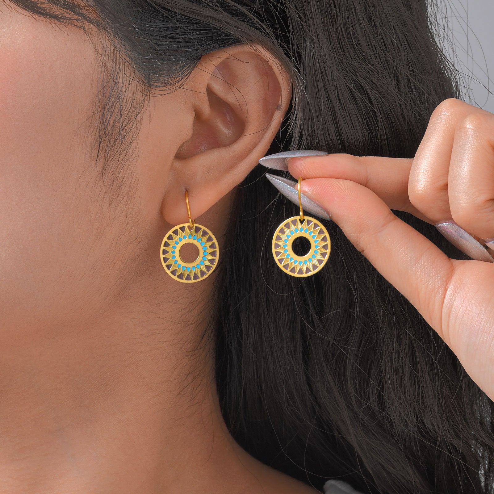 Enamel Circle Earrings