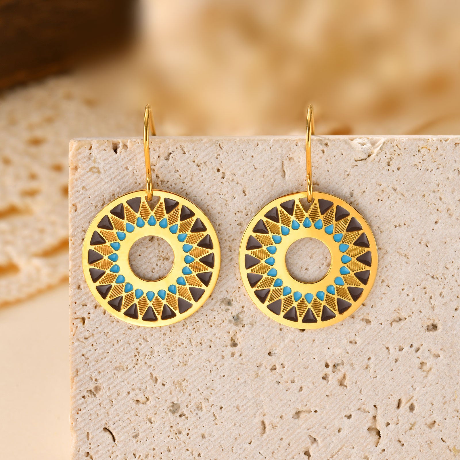 Enamel Circle Earrings