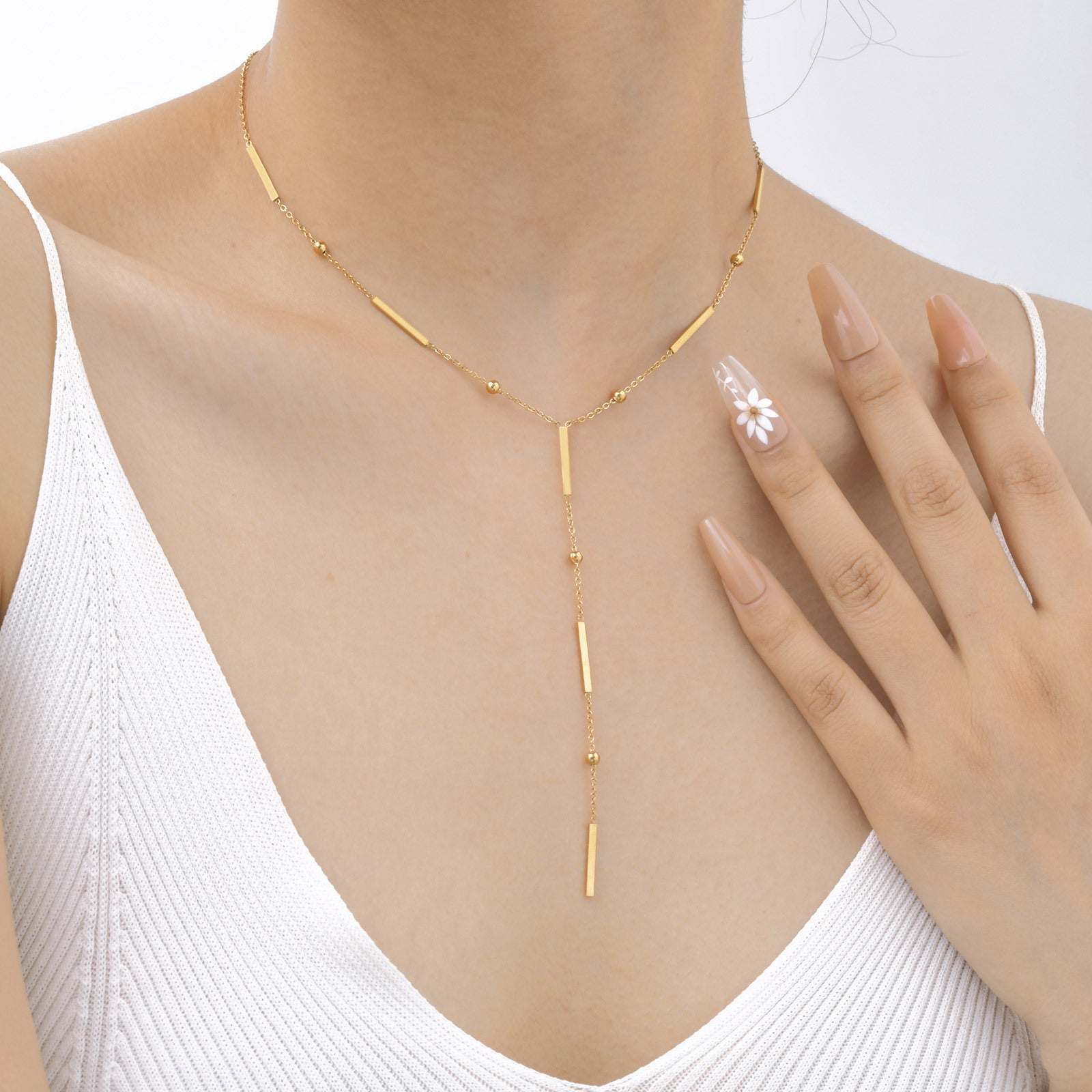 Gold Lariat Y Necklace