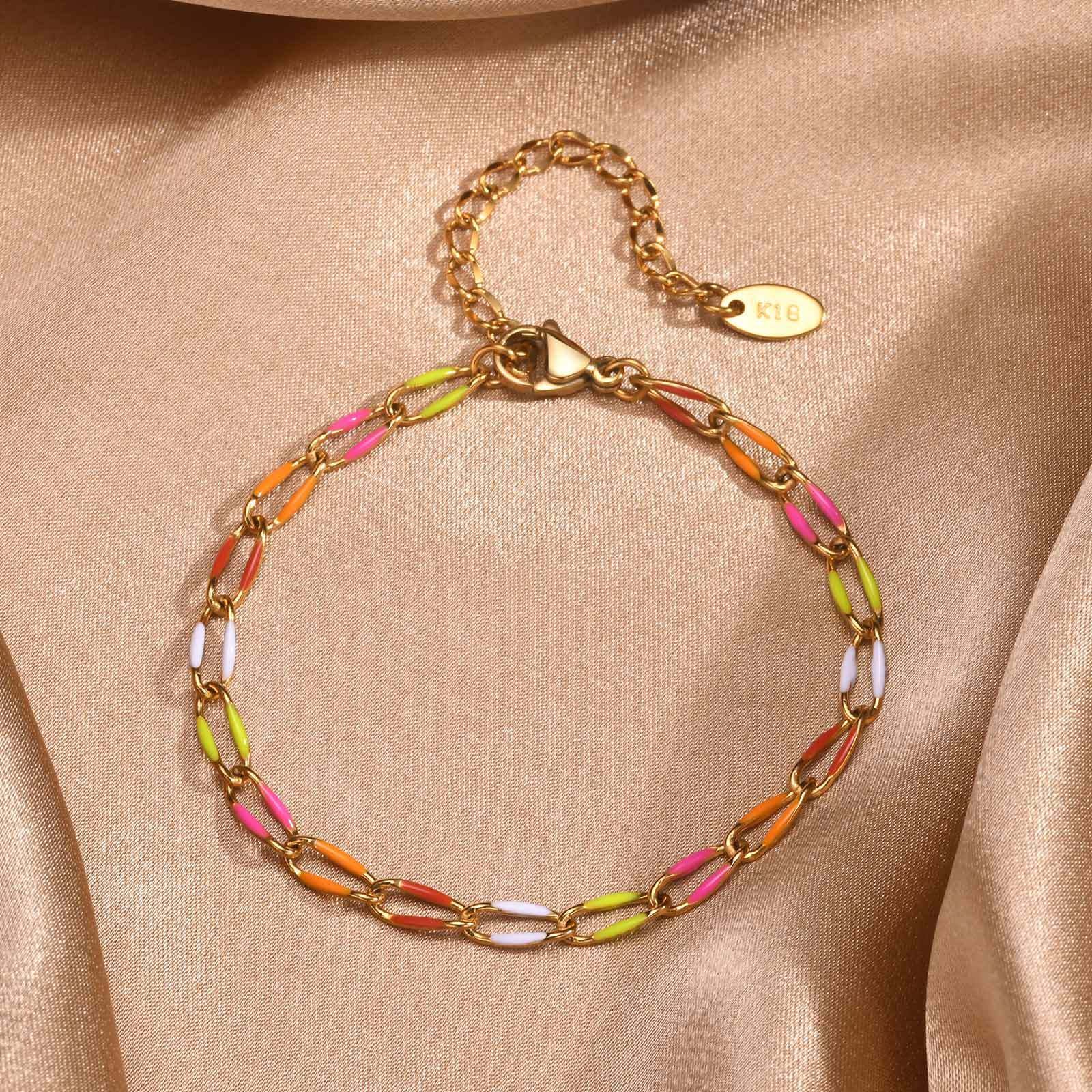 Colorful Enamel Chain Bracelet