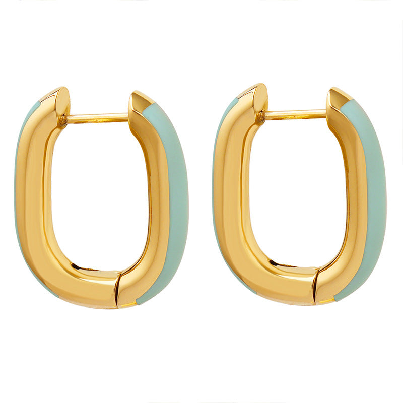 Color Enamel Hug Hoop Earrings