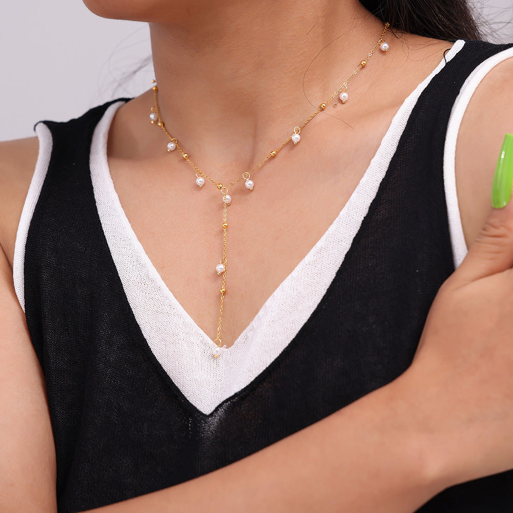 Dewdrop Y-Pearl Necklace