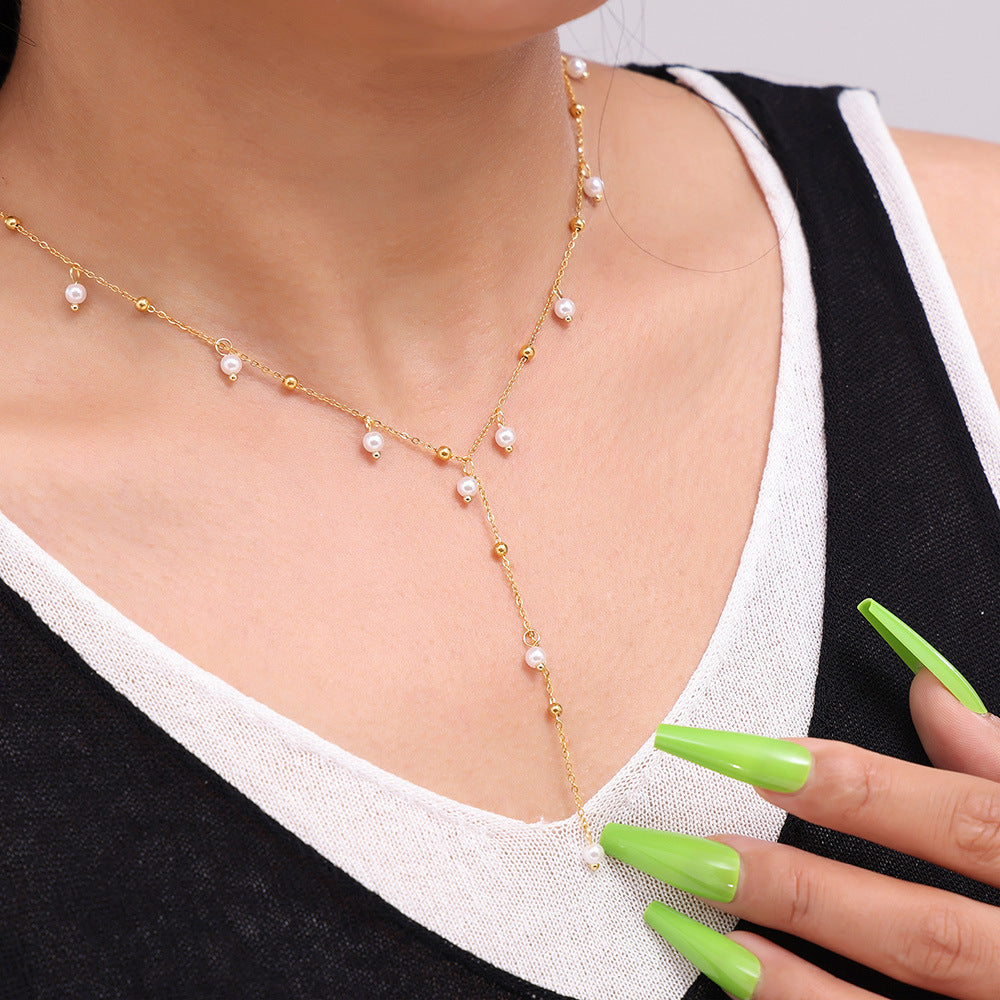 Dewdrop Y-Pearl Necklace
