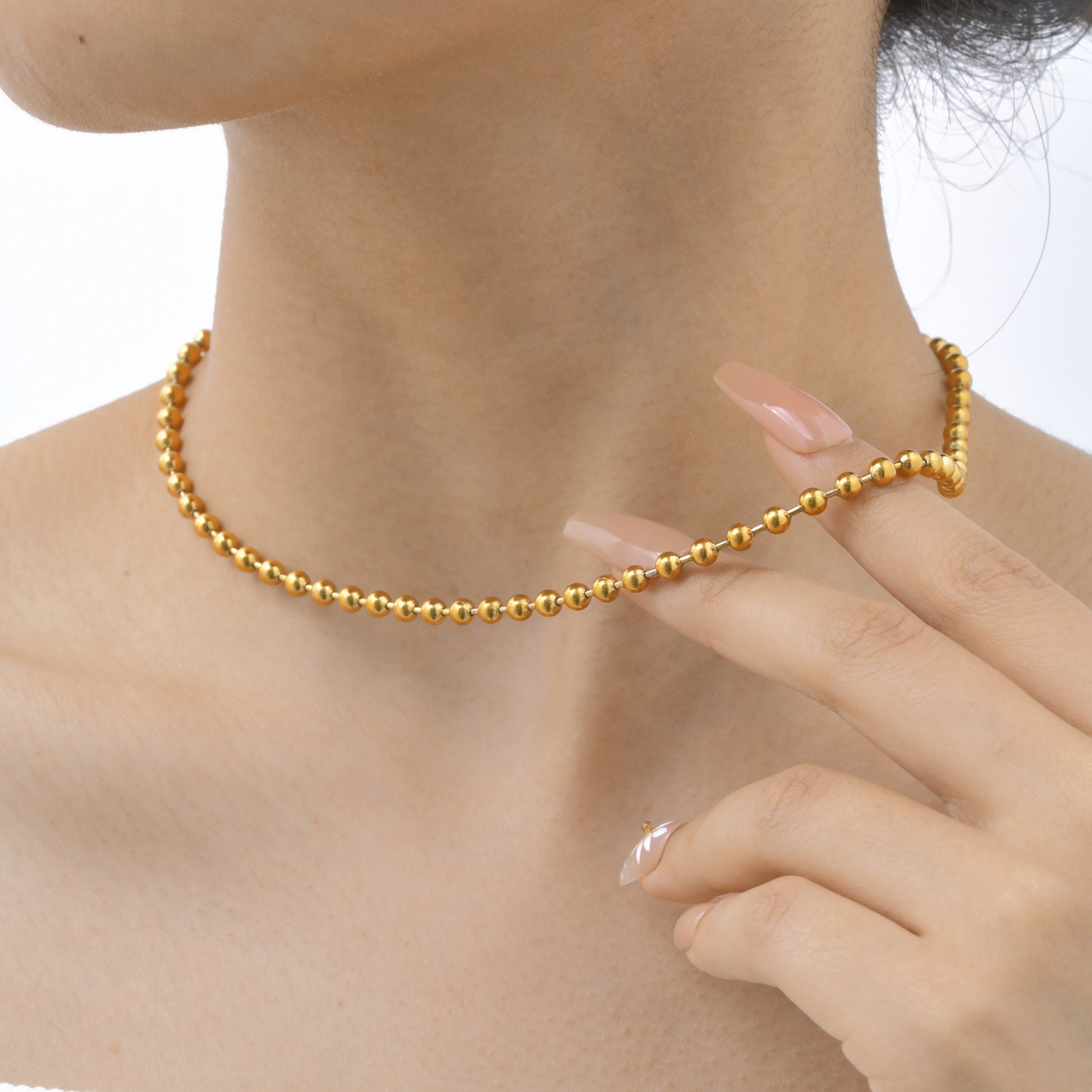 Gold Beaded Chain Necklace