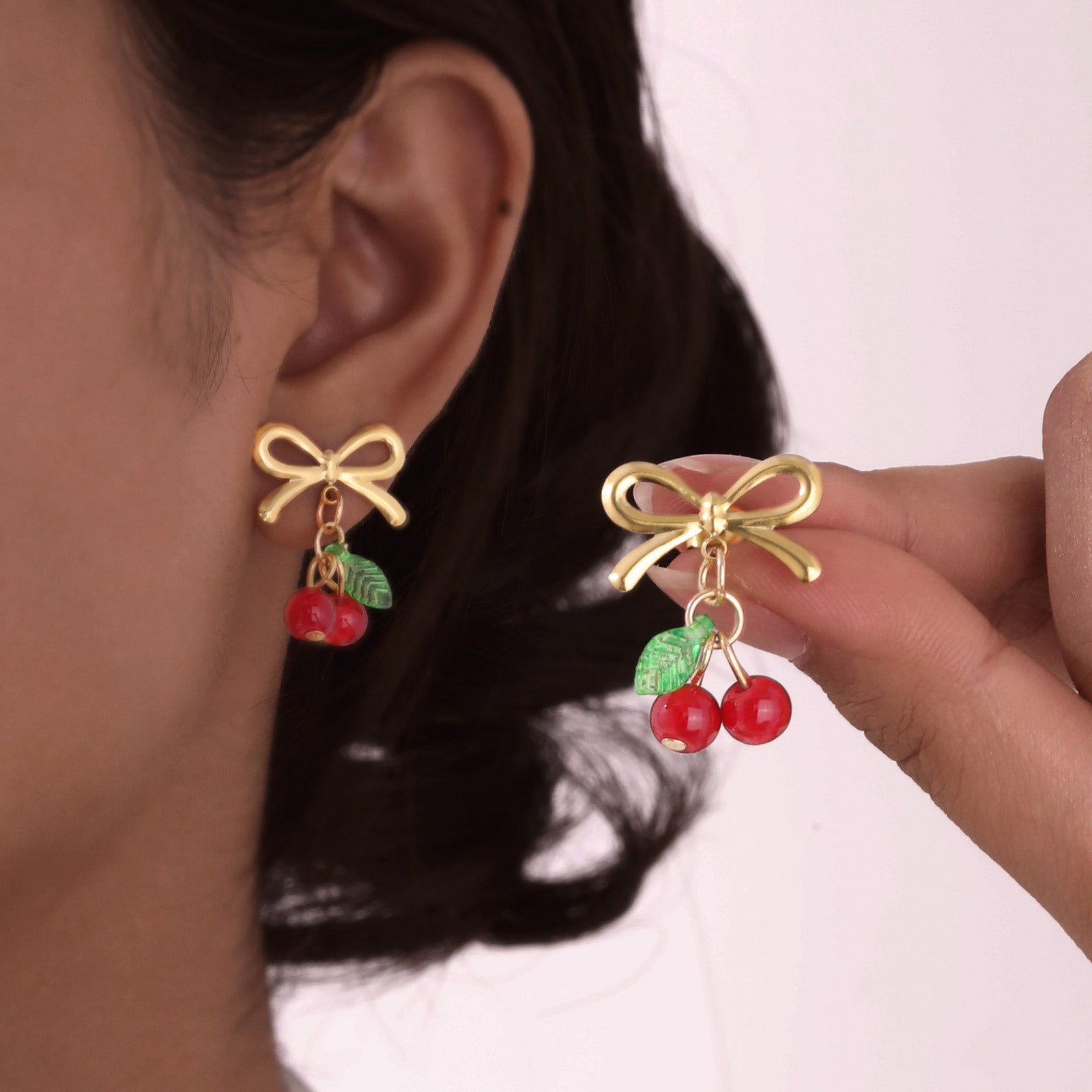 Cherry Bow Earrings