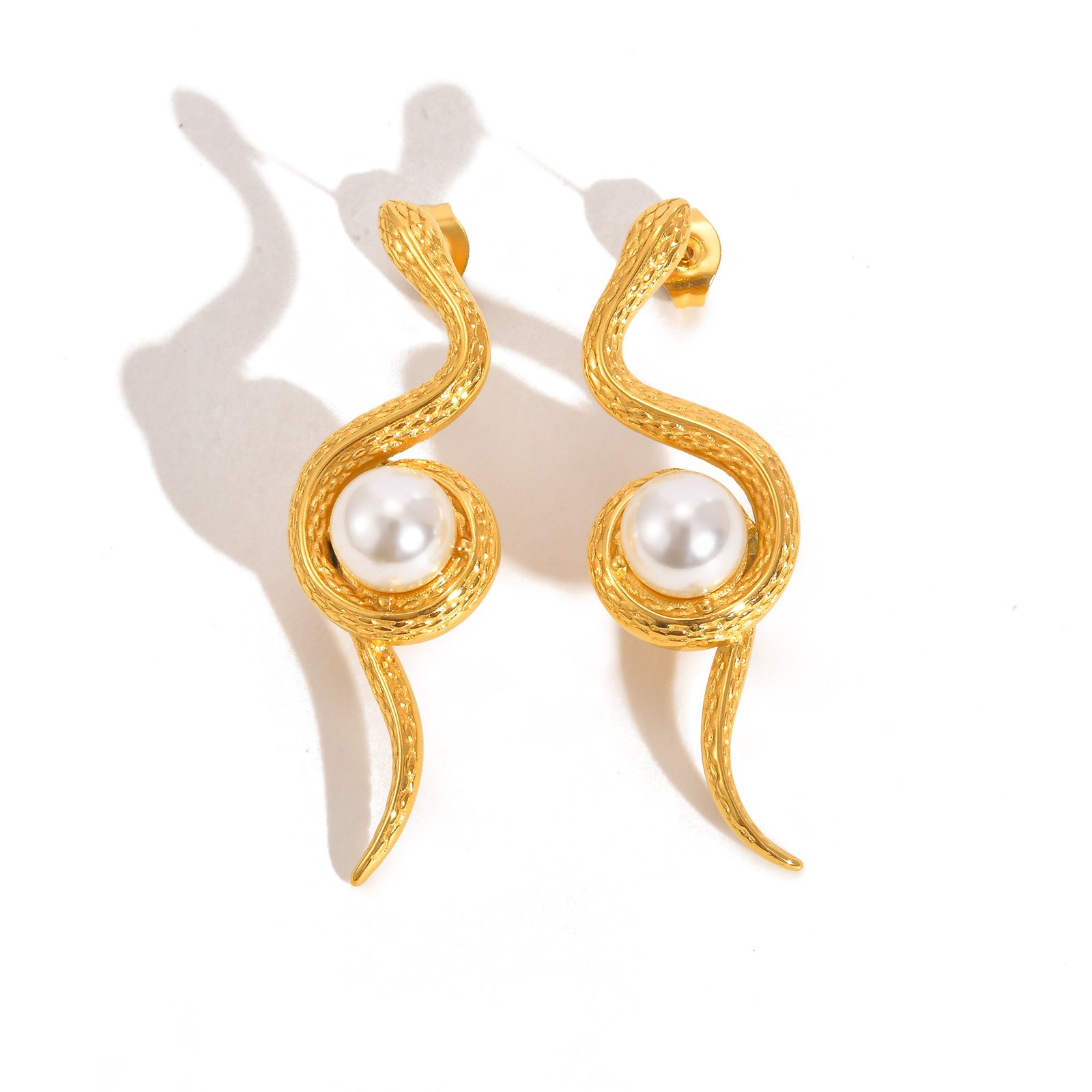 Pearl Snake Earrings