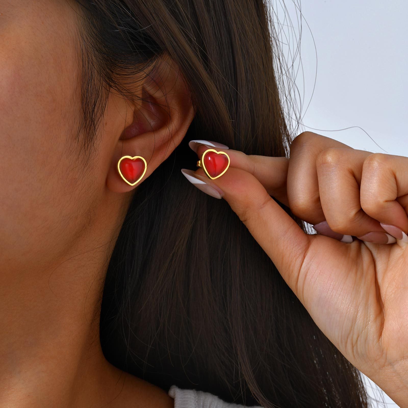 Red Heart Stud Earrings