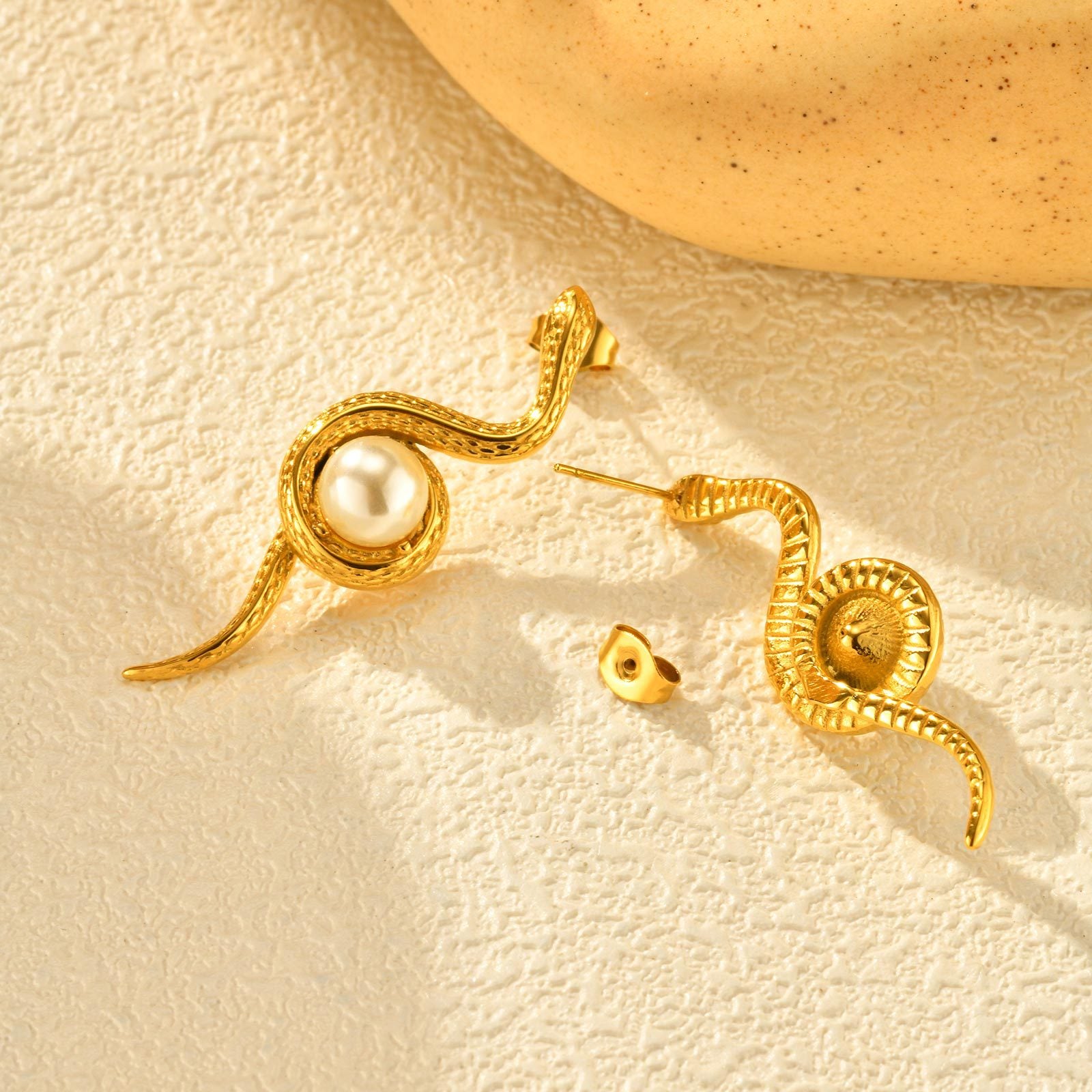 Pearl Snake Earrings