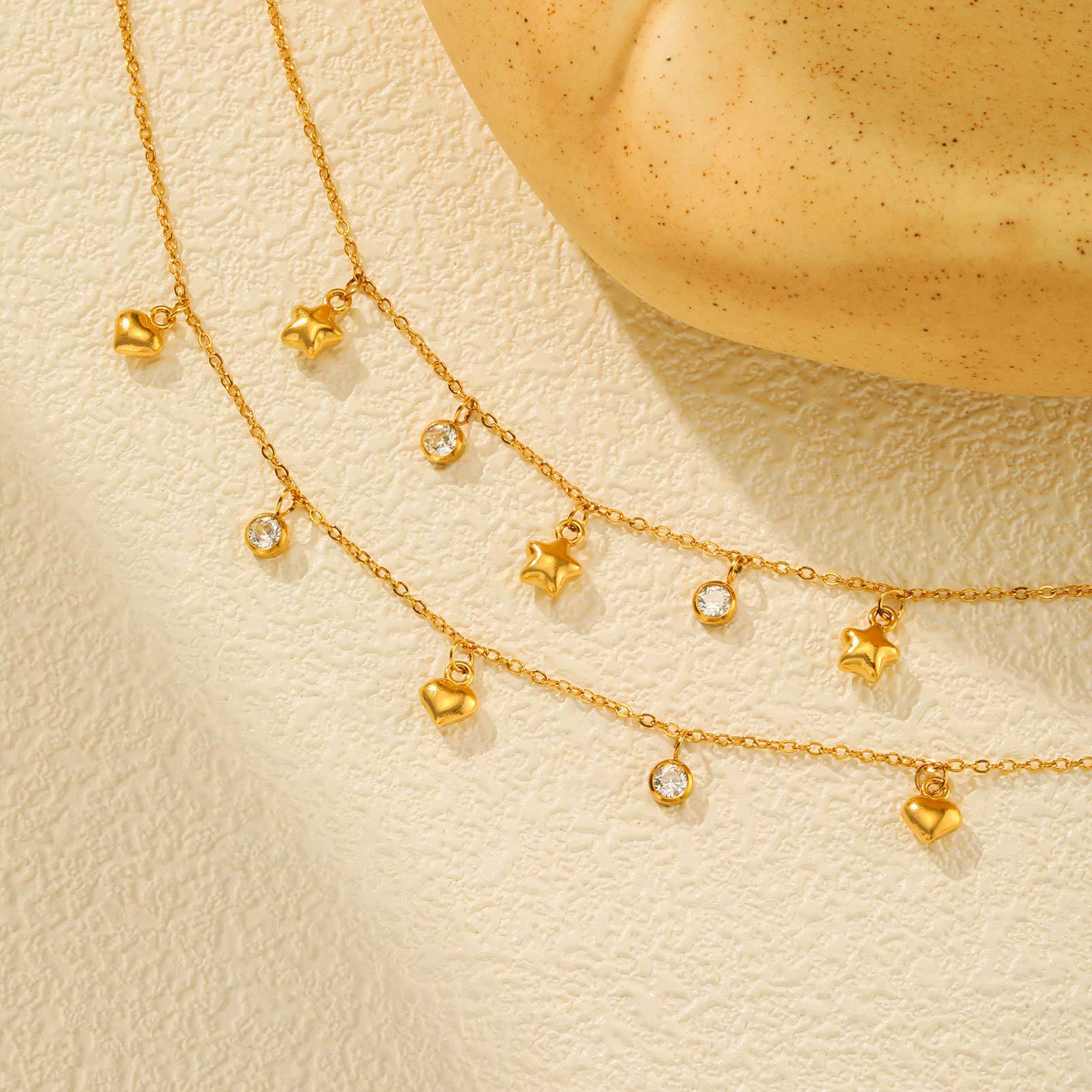 Star and Zircon Charm Necklace