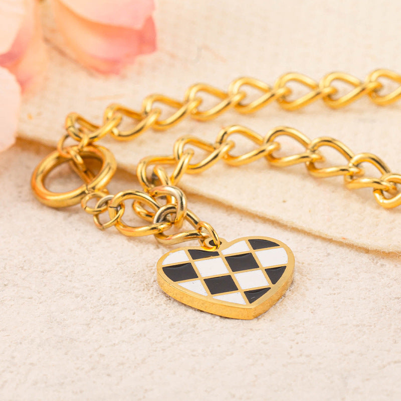 Checkered Heart Bracelet