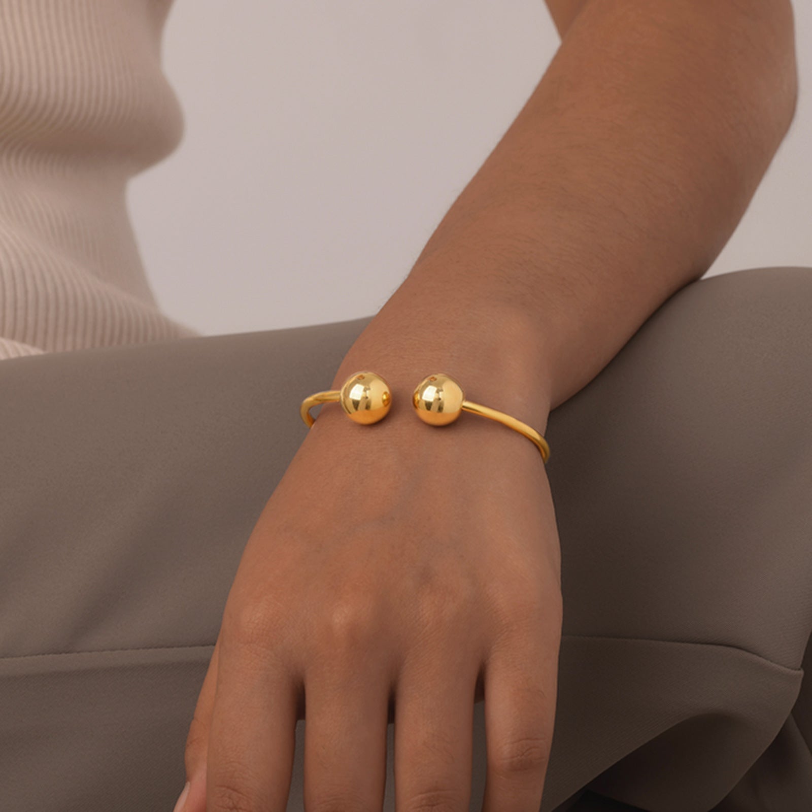 Gold Ball Cuff Bracelet