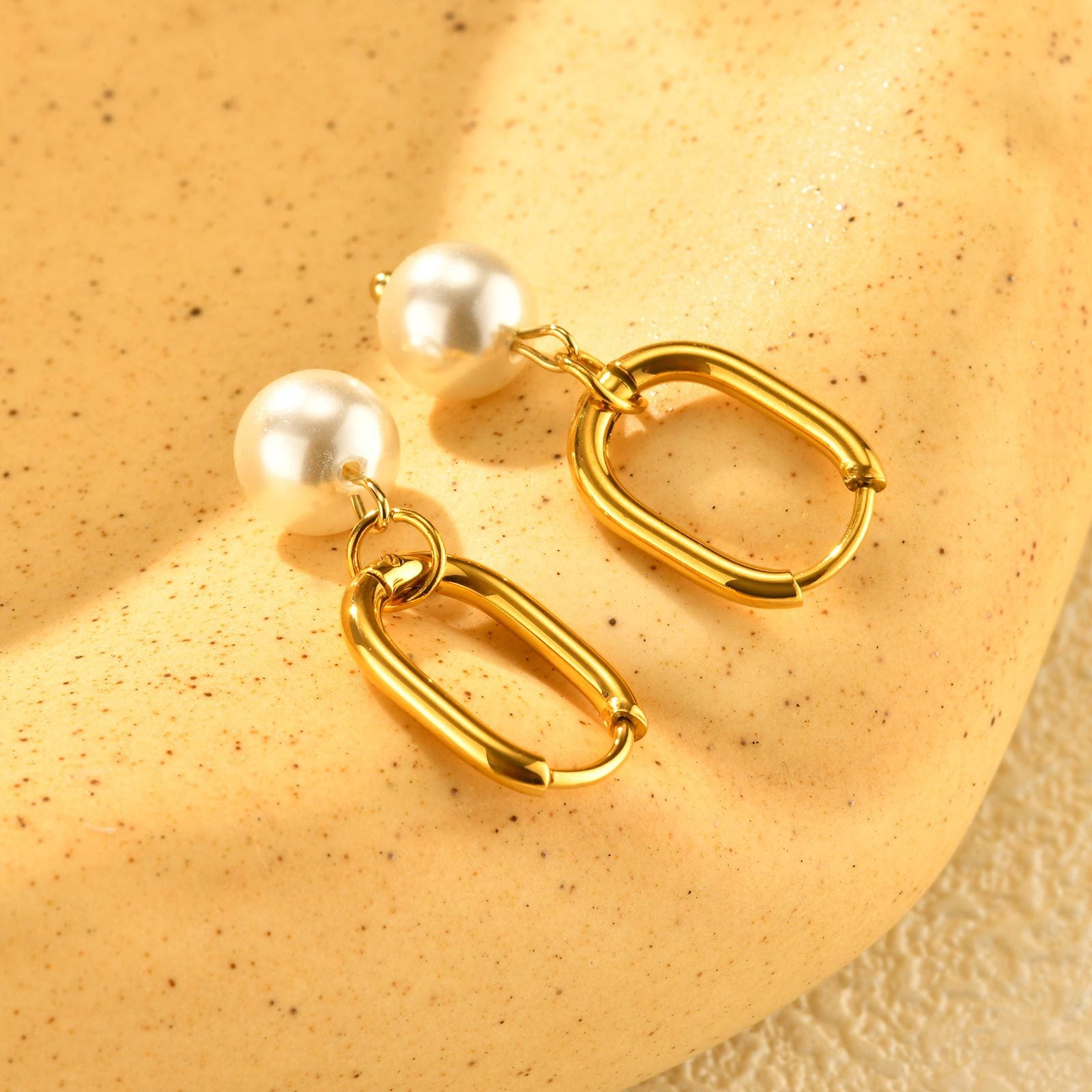 Pearl Drop Hoop Earrings