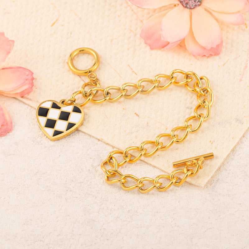 Checkered Heart Bracelet
