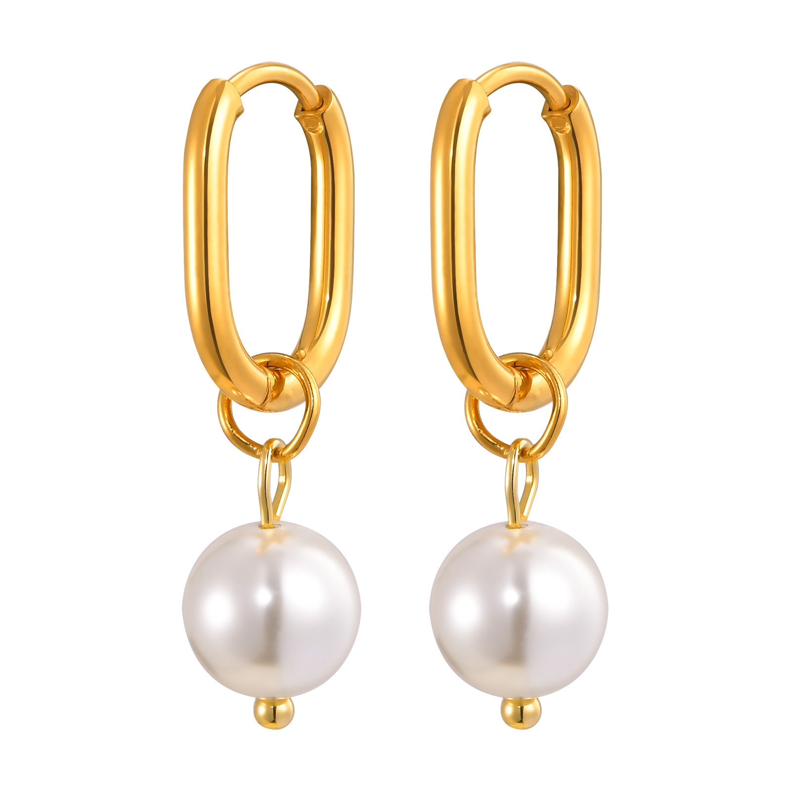Pearl Drop Hoop Earrings