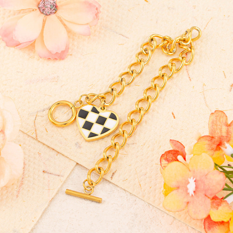 Checkered Heart Bracelet