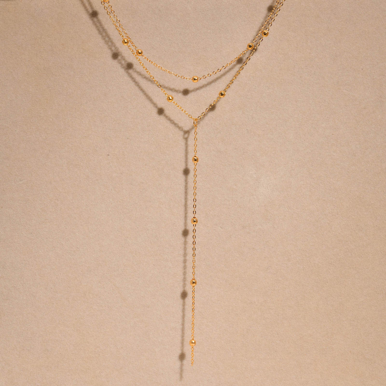 Layered Bead Y Necklace