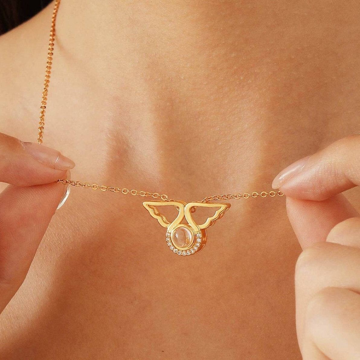 Angel Wings Photo Necklace