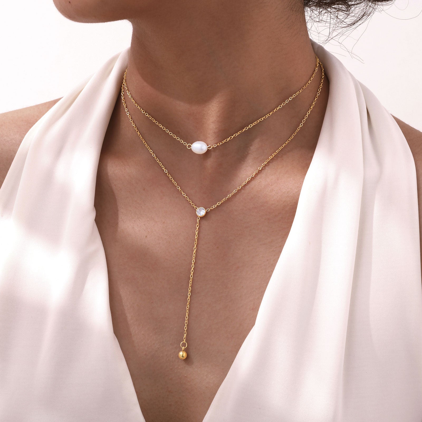 Double Chain Pearl Necklace