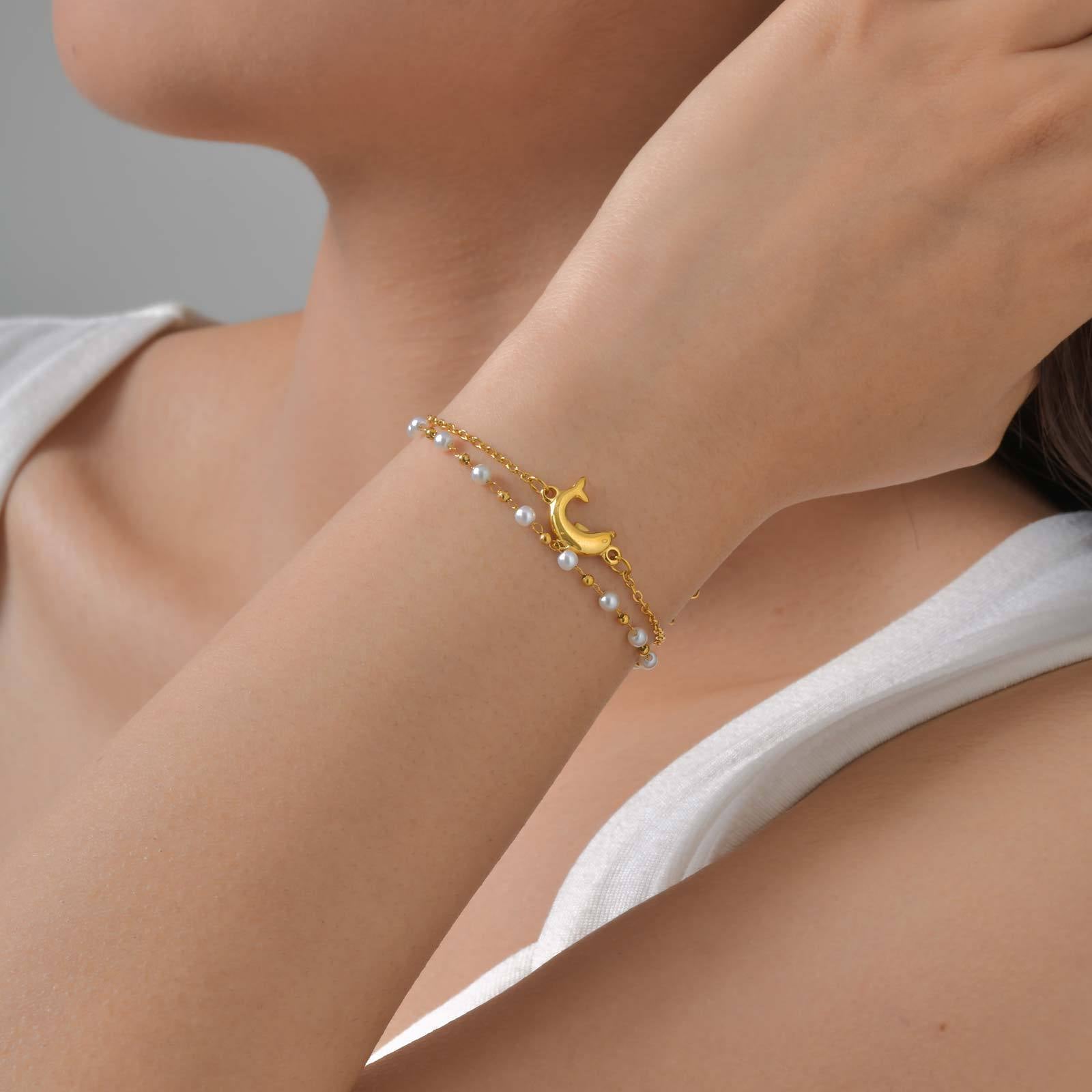 Double Chain Dolphin Bracelet