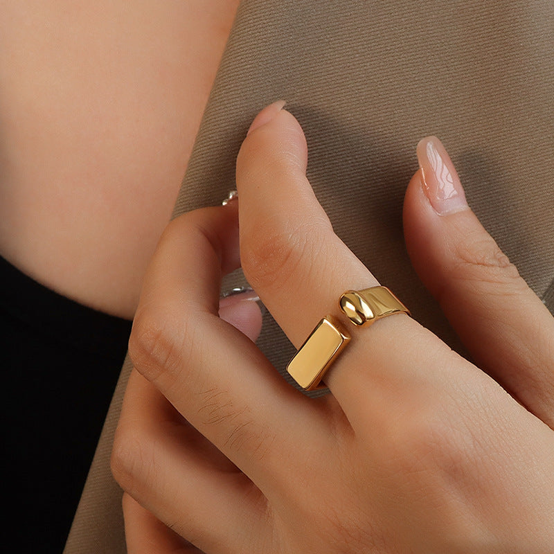 Golden Dual-Shape Open Ring