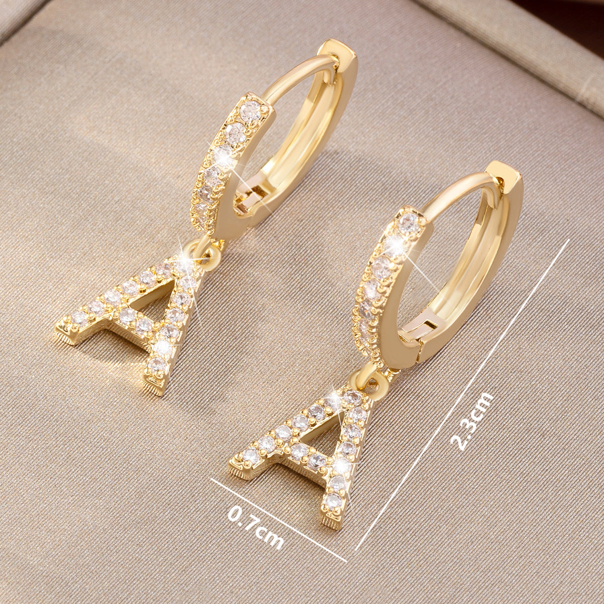 Gold Initial Hoop Earrings