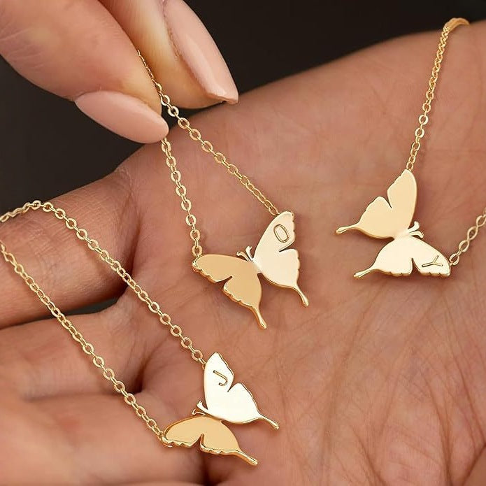 Butterfly Initial Necklace