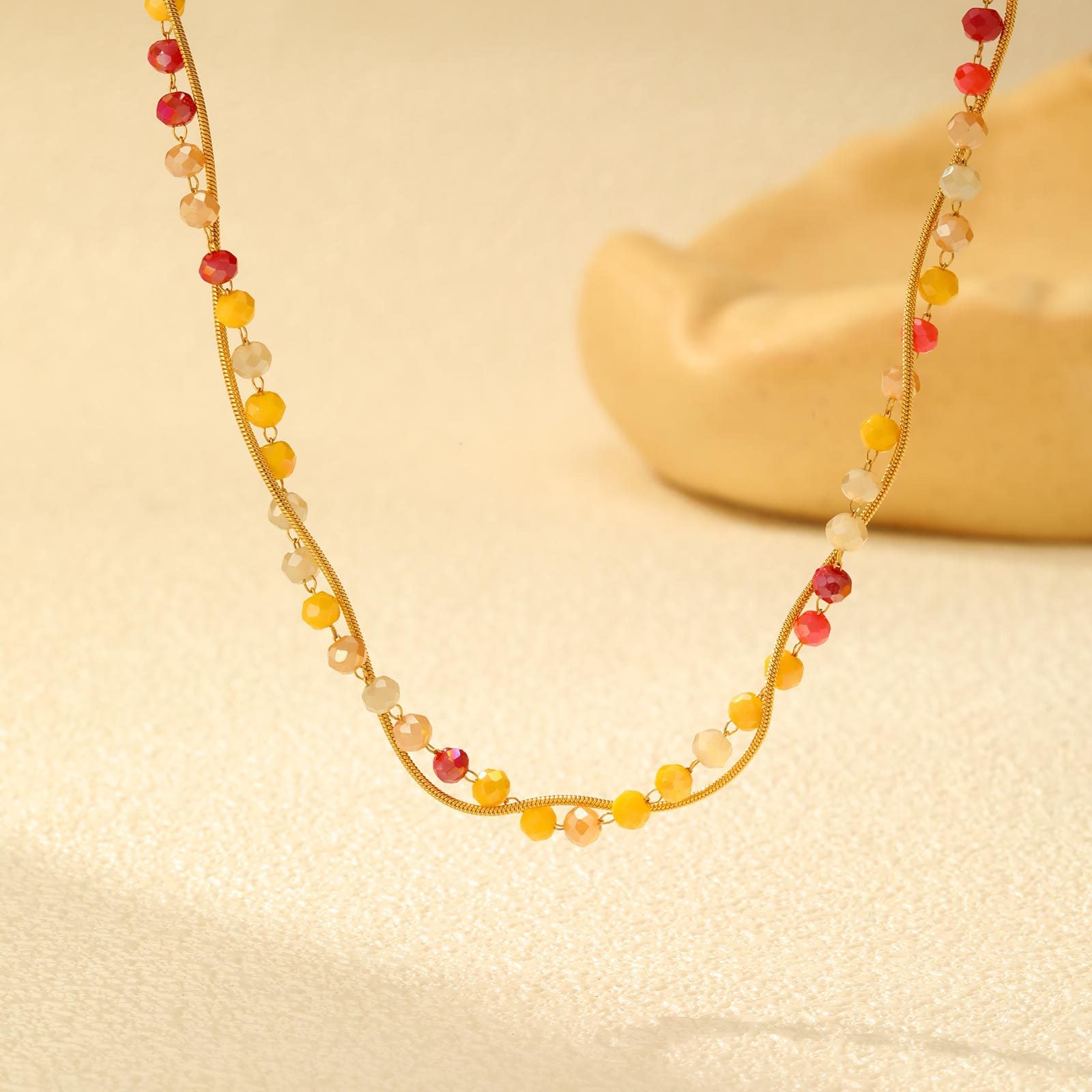 Colorful Beaded Snake Chain Necklace