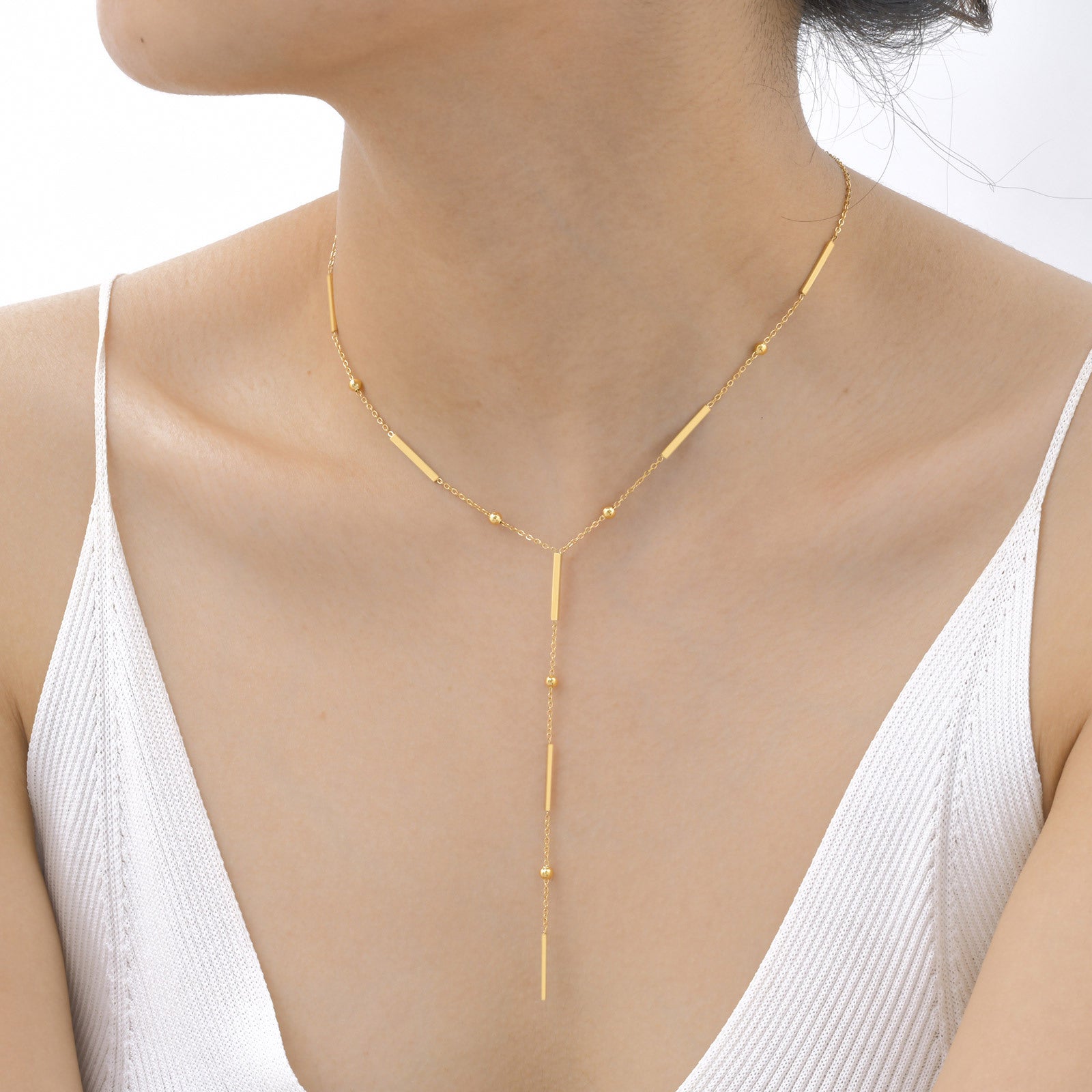 Gold Lariat Y Necklace