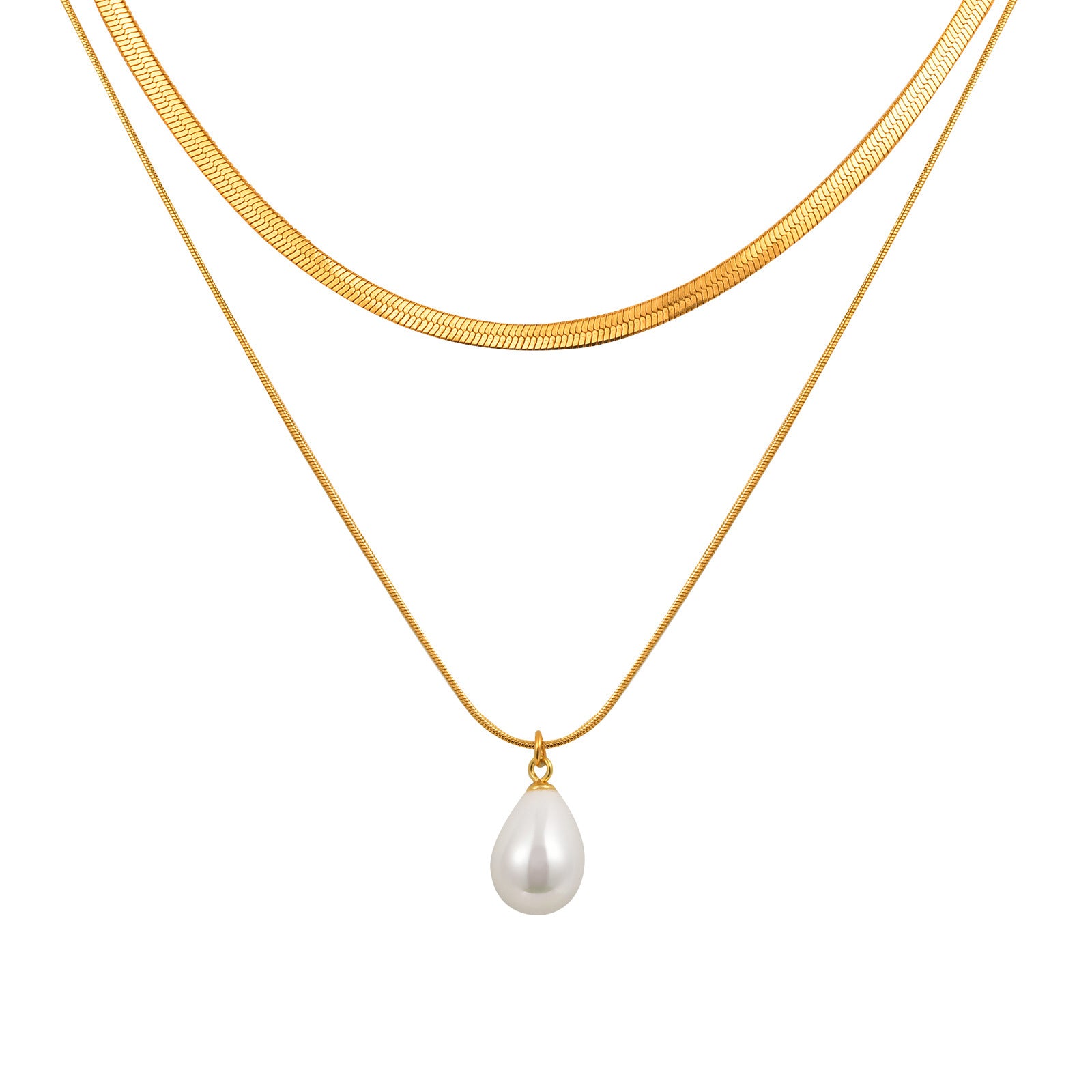 Layered Pearl Drop Necklace