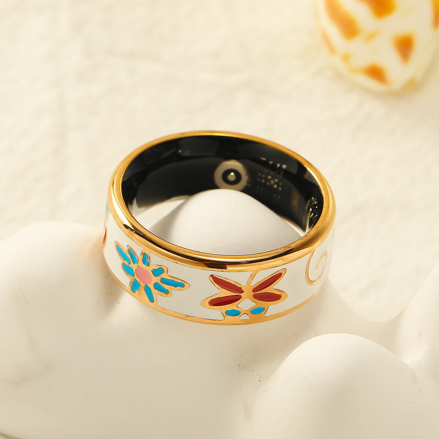 Floral Enamel Smart Ring