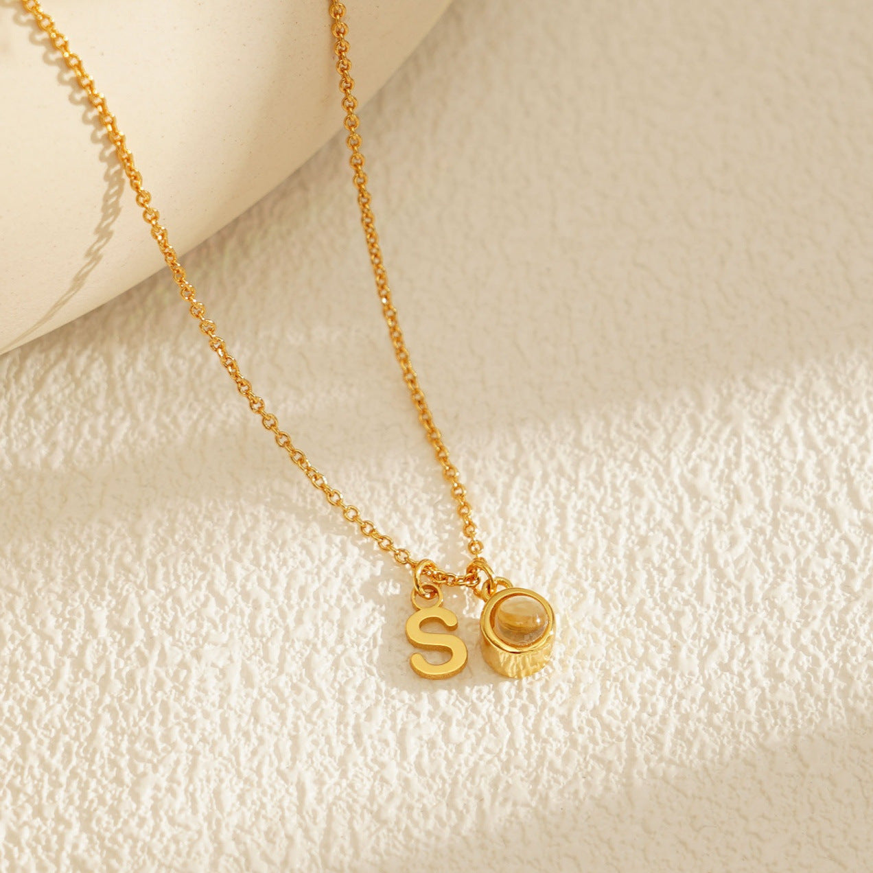 Initial Photo Necklace