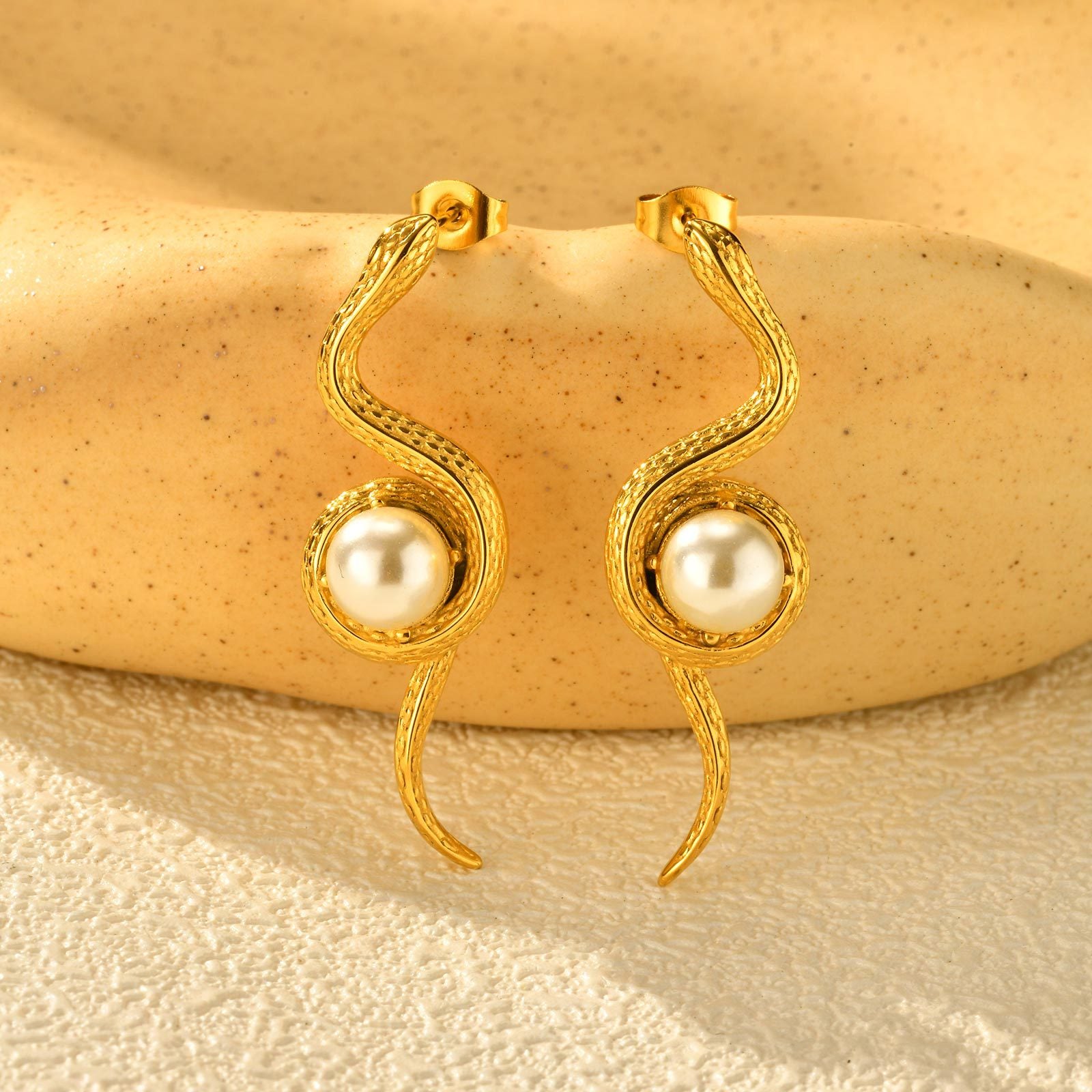 Pearl Snake Earrings