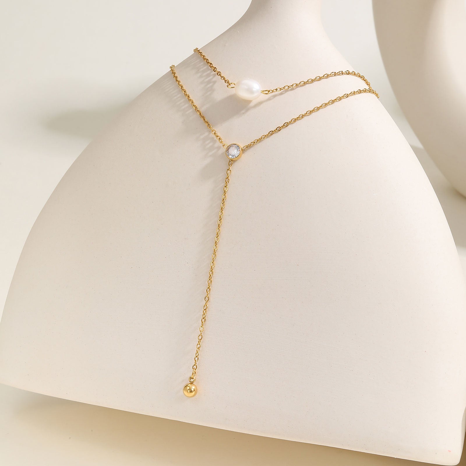 Double Chain Pearl Necklace