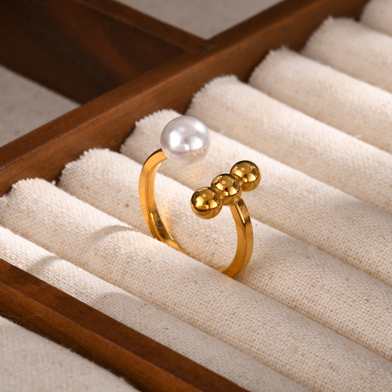 Pearl & Gold Bead Ring