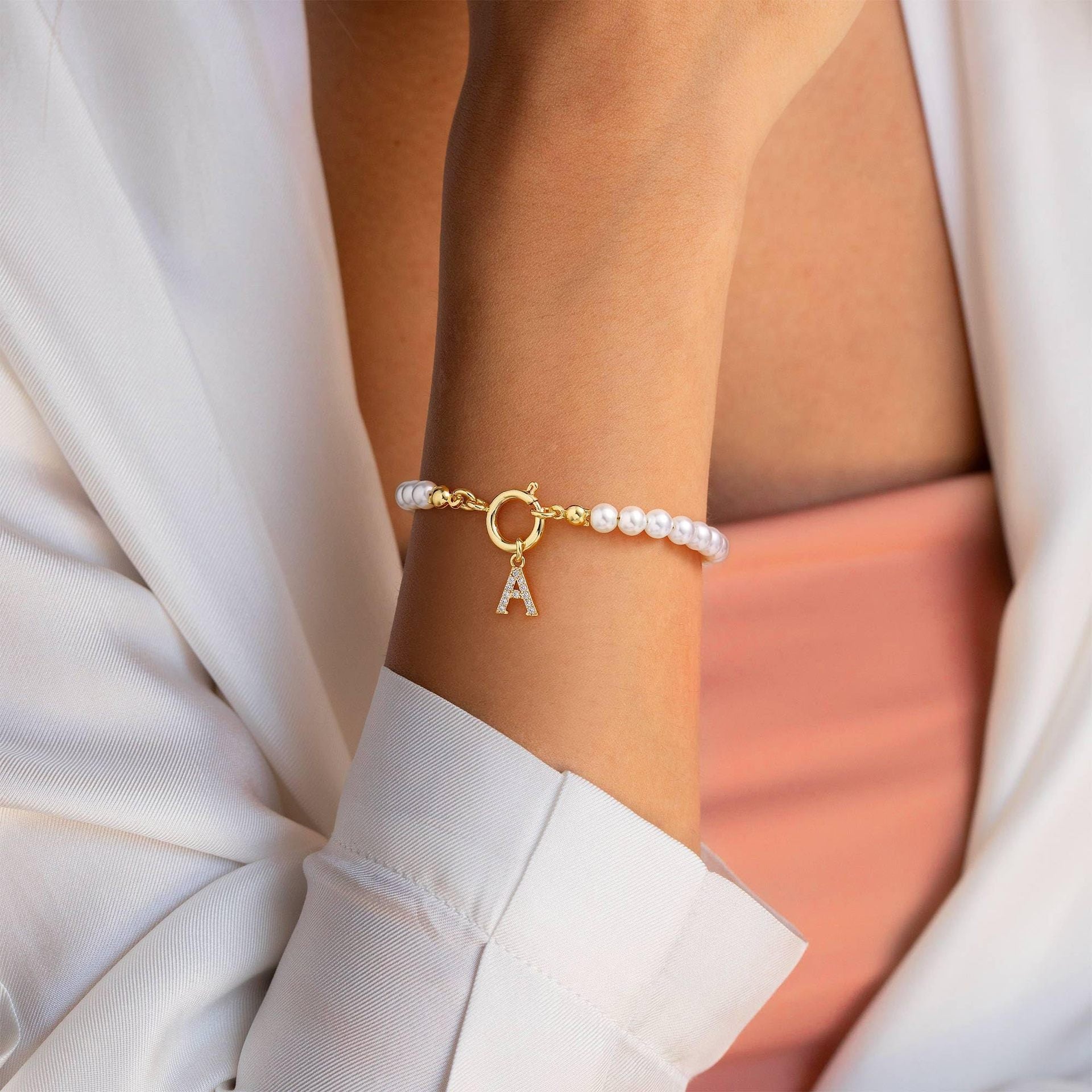 Pearl Initial Bracelet