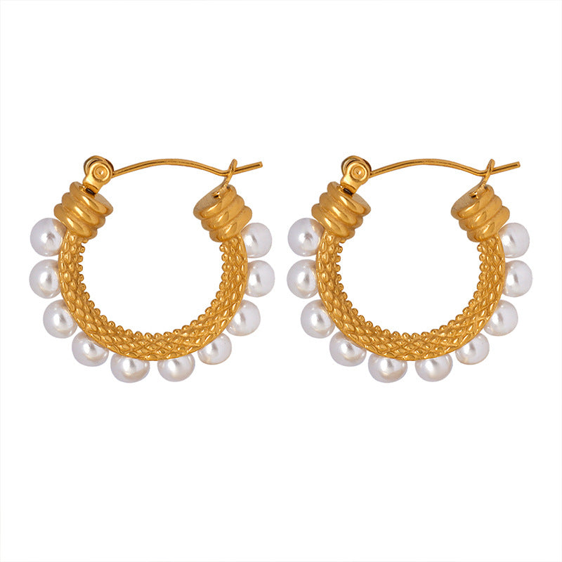 Regal Pearl Hoop Earrings