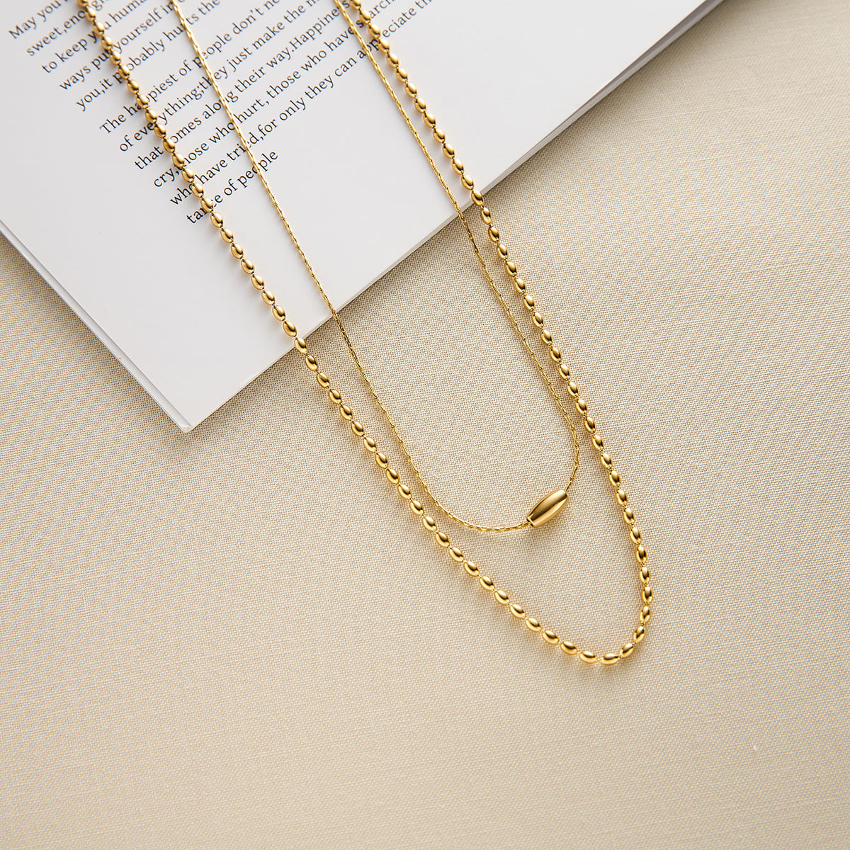 Twin Layers Oval Bead Necklace