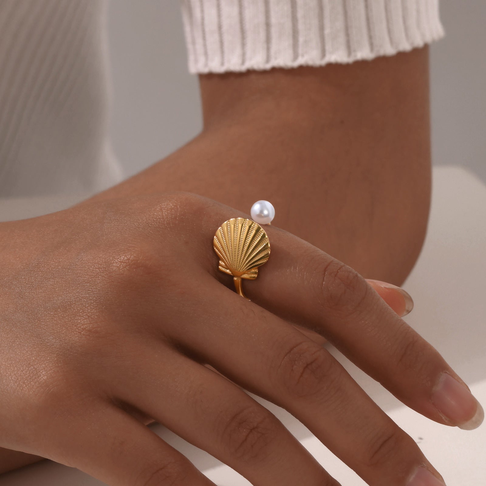 Shell & Pearl Ring