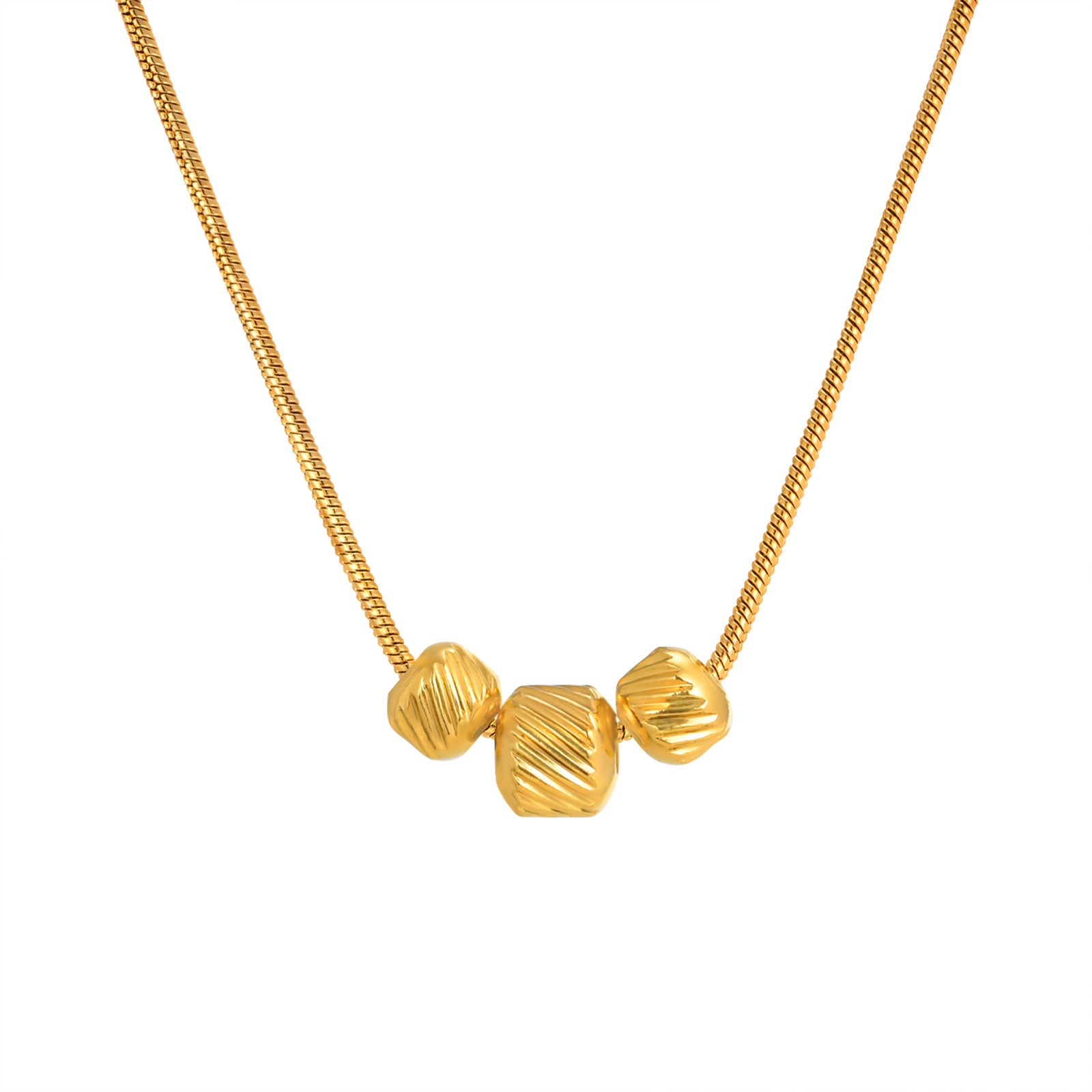 Gold Barrel Bead Necklace