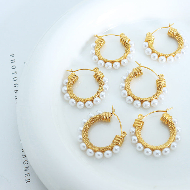 Regal Pearl Hoop Earrings