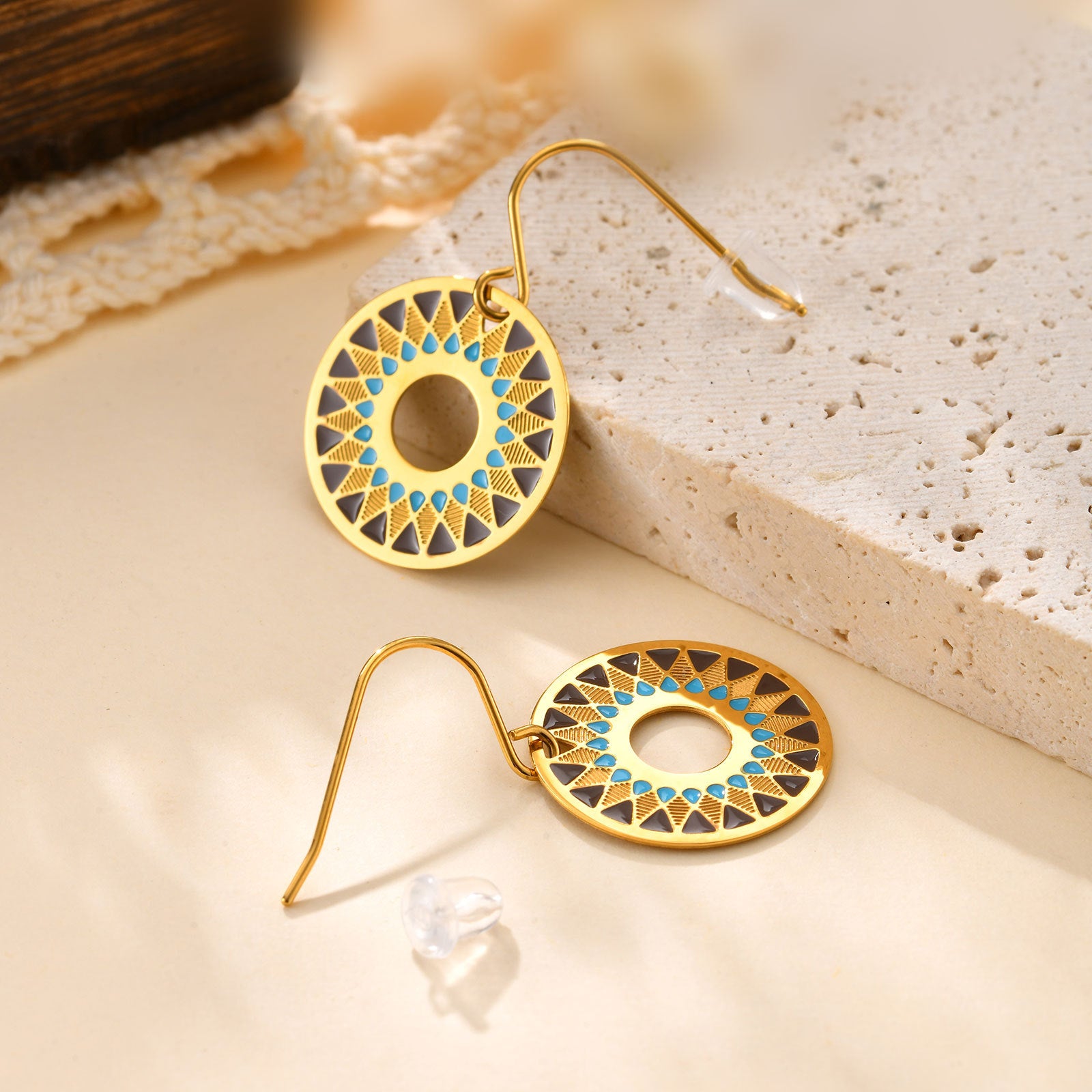 Enamel Circle Earrings