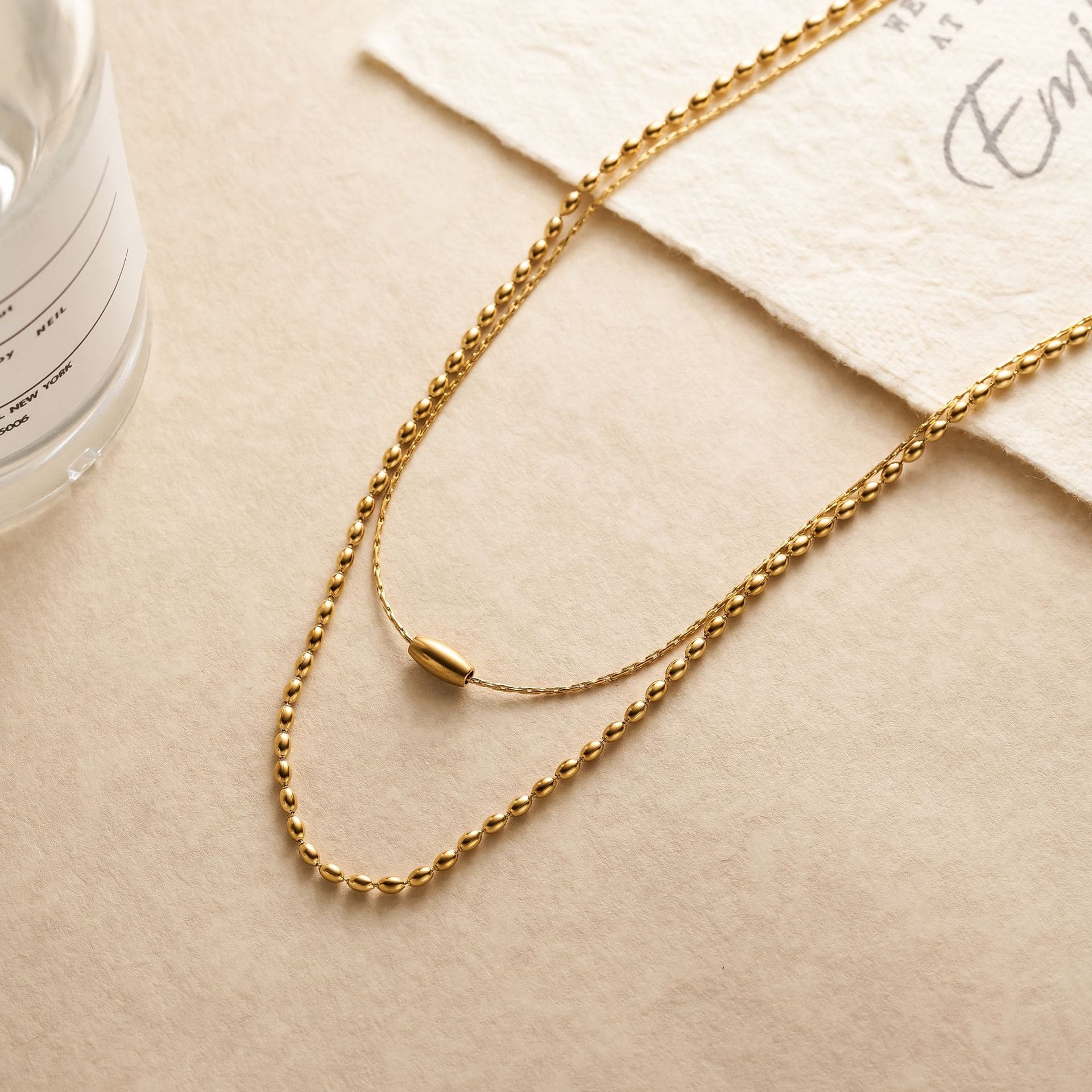 Twin Layers Oval Bead Necklace