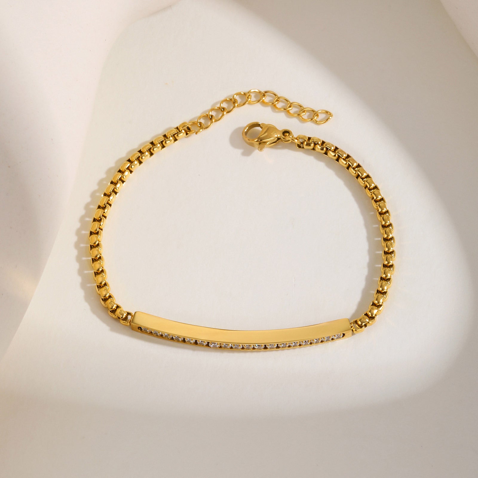 Zircon Bar Chain Bracelet