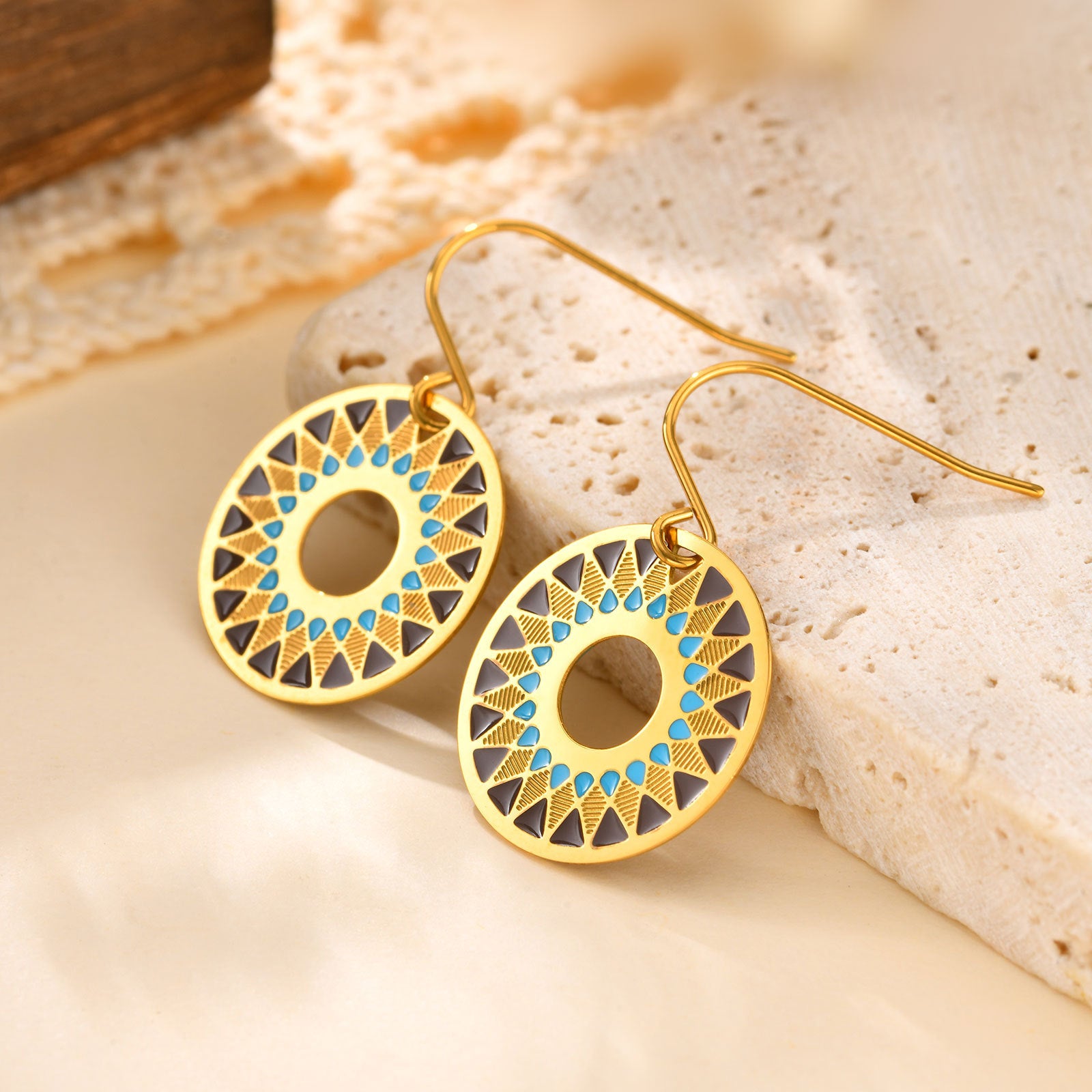 Enamel Circle Earrings