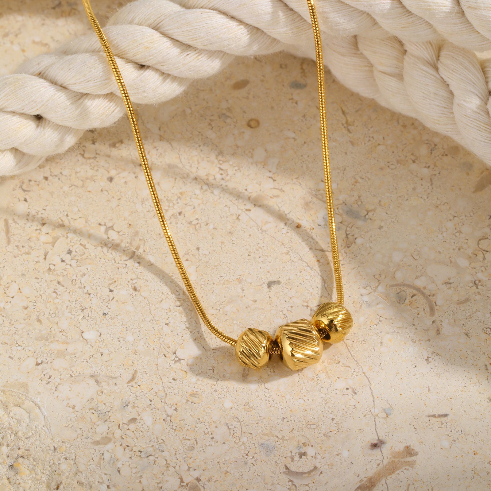 Gold Barrel Bead Necklace