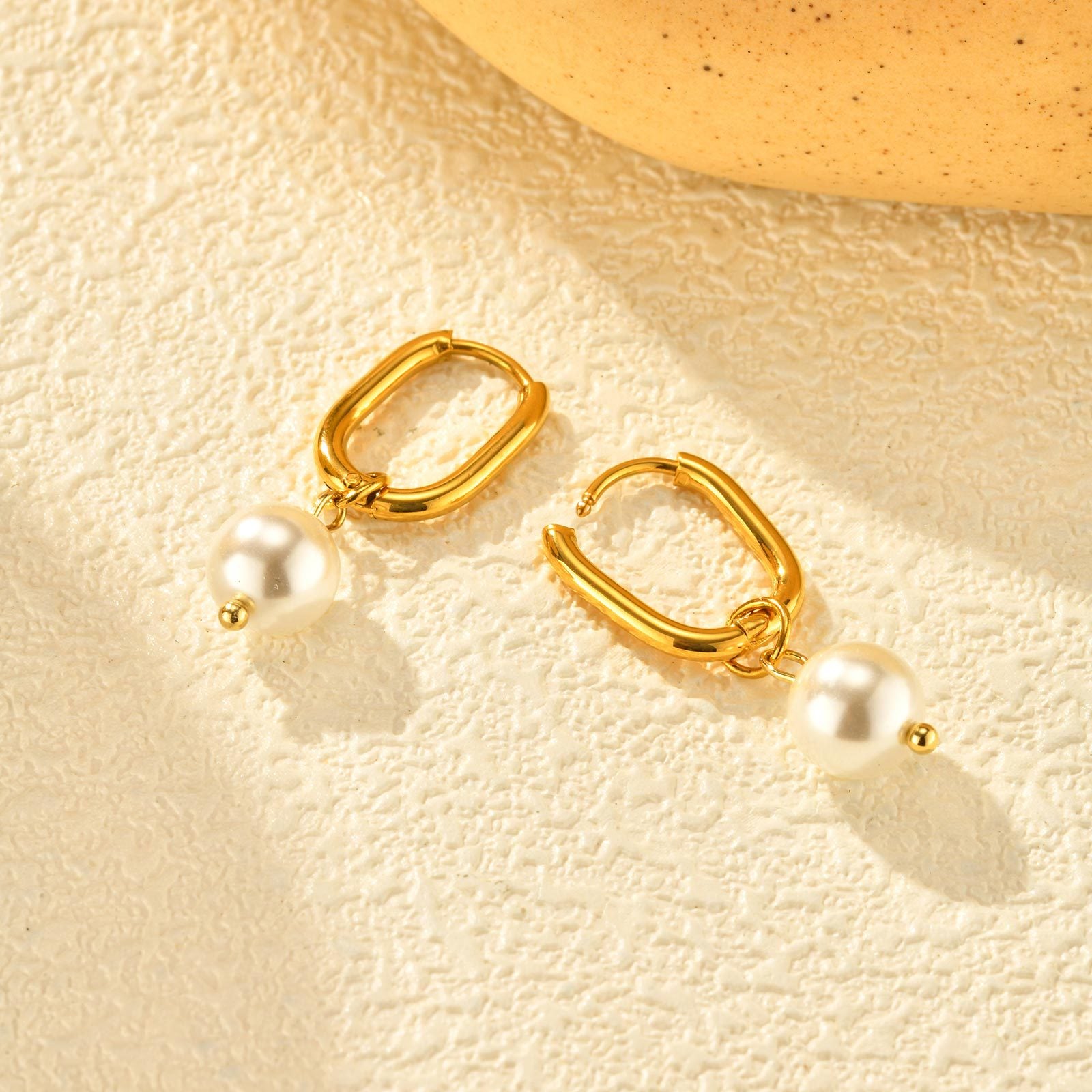 Pearl Drop Hoop Earrings